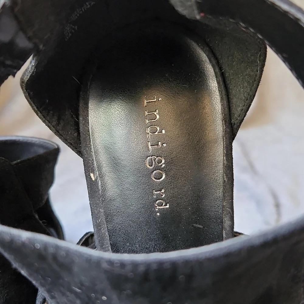 Indigo Road Black Suede Open Toe Sandals - Picture 10 of 12
